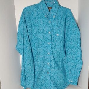 Ariat Blue Casual Button Down Shirt with Floral Print